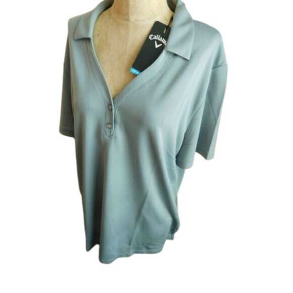 Callaway Size XXL 2X Plus Size Ladies Gray Opti Dri Golf Shirt NWT UPF 50 - Picture 3 of 4